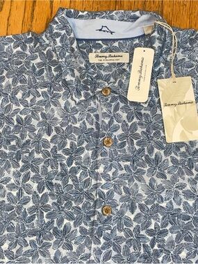 Tommy Bahama Men’s  Camp Shirt Veracruz Cay Sand Dollar Blue NEW